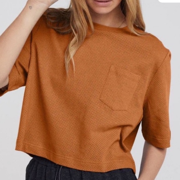 Varley Bexley Cropped T-Shirt in Cashew, Large - Picture 2 of 9